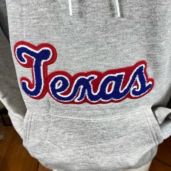Texas Custom Chenille Embroidered Grey womens Hanes Hoodie M - Picture 3 of 4